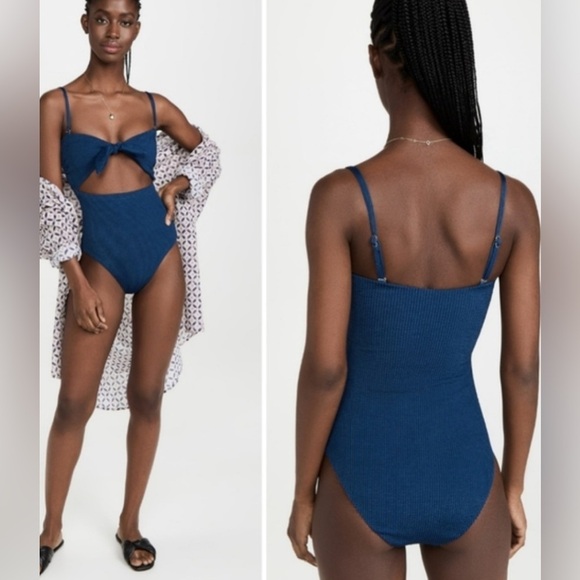 VERONICA BEARD - BETHANY CUTOUT ONE-PIECE SWIMSUIT OCEAN BLUE NWT - Picture 6 of 6